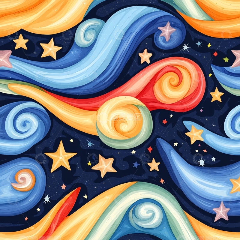 高清大图下载【趣麦麦图】梦幻星空与星星漩涡背景图