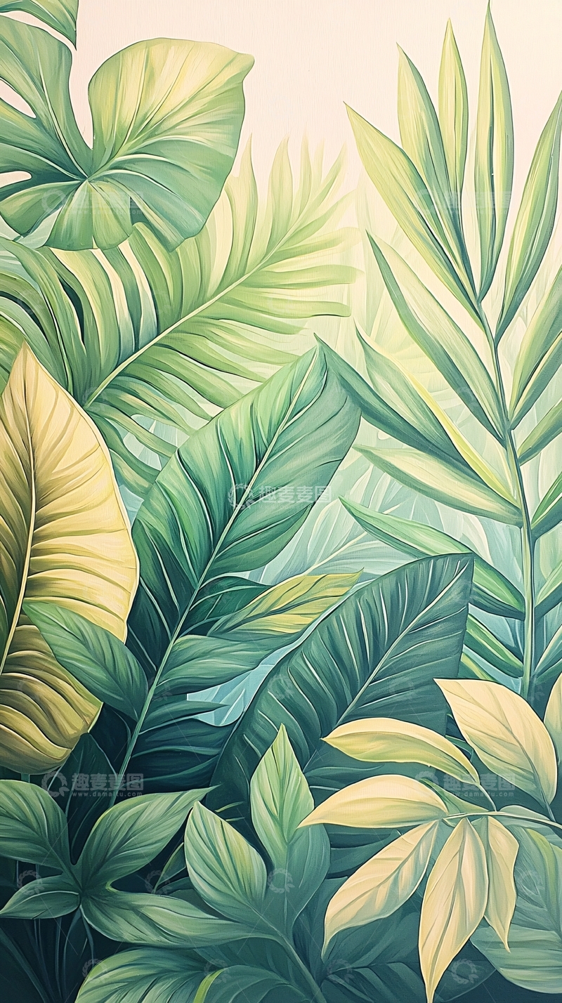 高清大图下载【趣麦麦图】热带植物叶子背景图