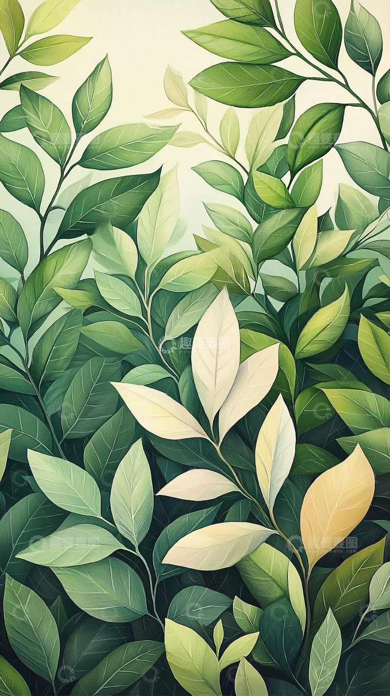 高清大图下载【趣麦麦图】绿色植物叶子背景图