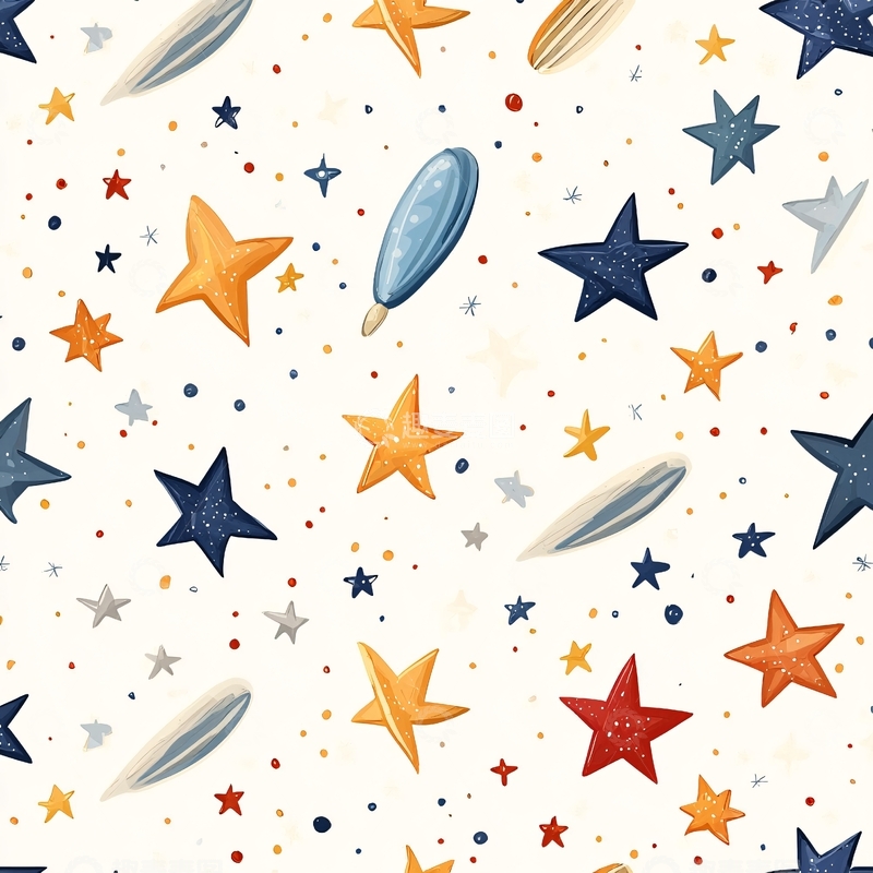 高清大图下载【趣麦麦图】星星和飞艇图案背景