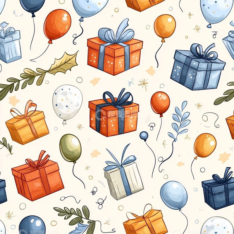 高清大图下载【趣麦麦图】节日礼物礼盒气球背景图