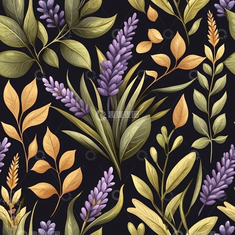 高清大图下载【趣麦麦图】秋日花卉图案背景素材