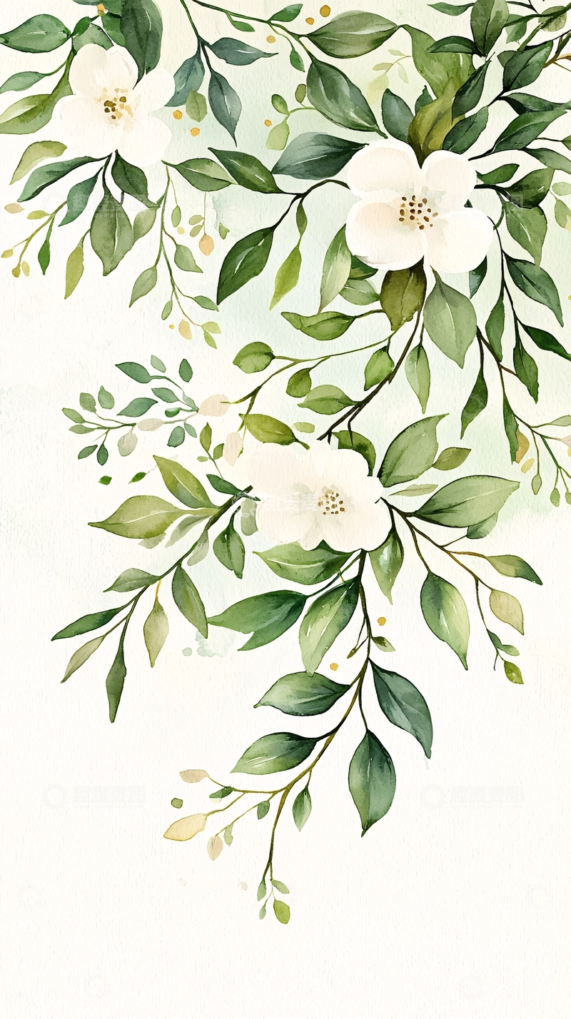 高清大图下载【趣麦麦图】清新花卉手绘插画背景图