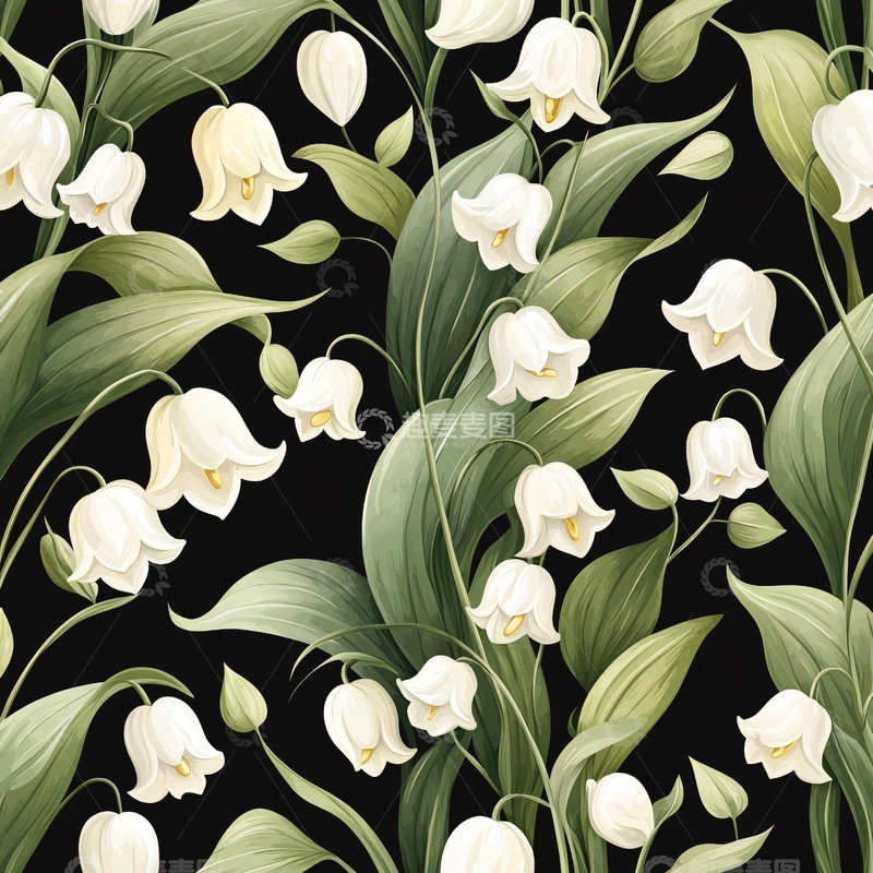 高清大图下载【趣麦麦图】铃兰花朵背景图案