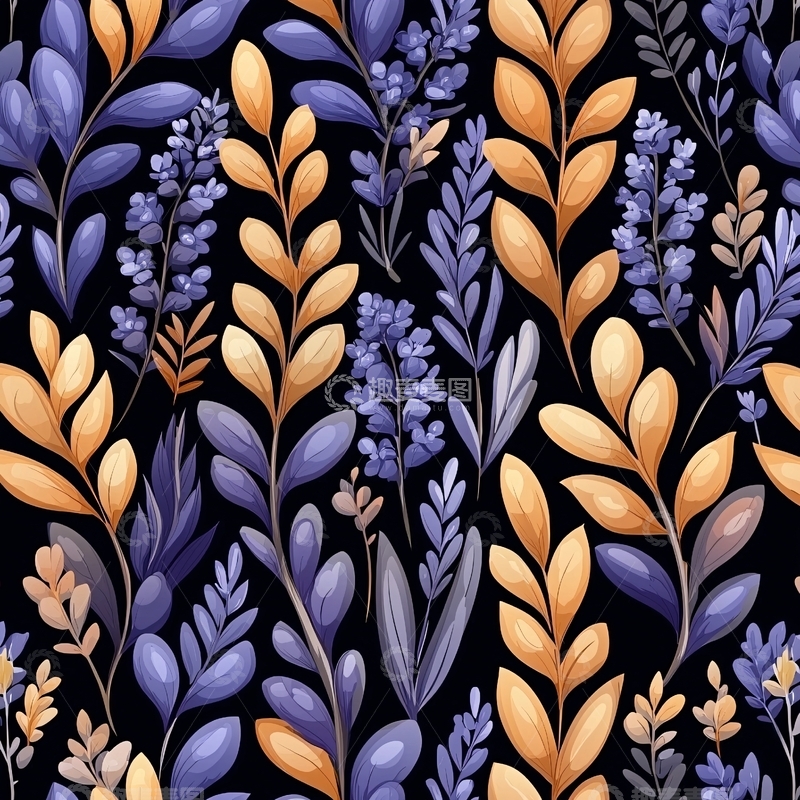 高清大图下载【趣麦麦图】秋日花卉图案背景素材