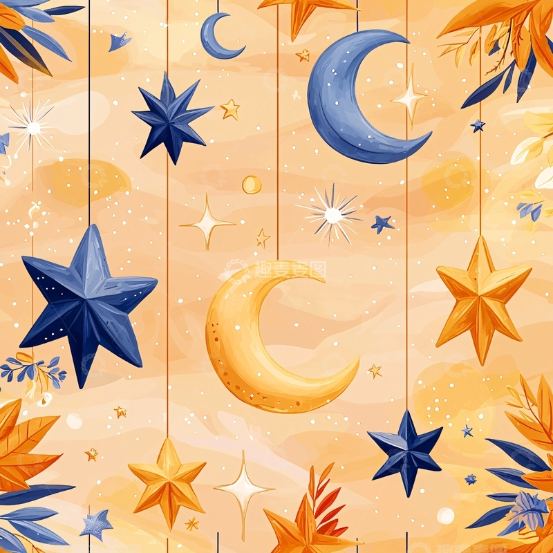 高清大图下载【趣麦麦图】梦幻夜空挂饰图案