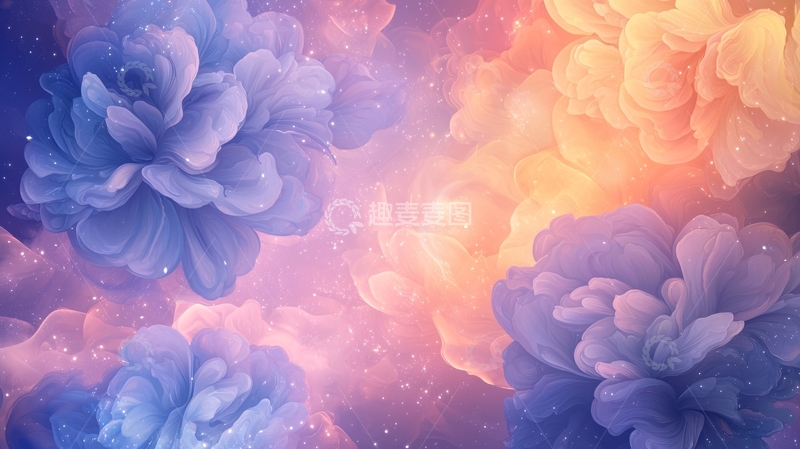 高清大图下载【趣麦麦图】梦幻星空花朵背景图