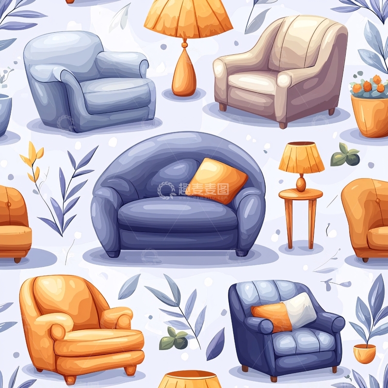 高清大图下载【趣麦麦图】卡通风格家居装饰图案