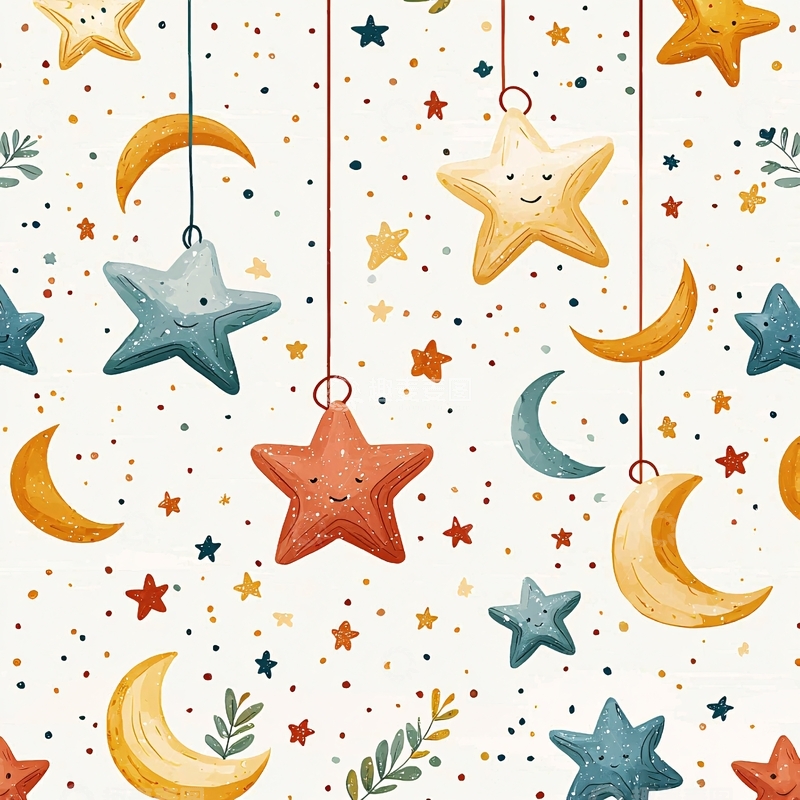 高清大图下载【趣麦麦图】梦幻星空挂饰图案背景