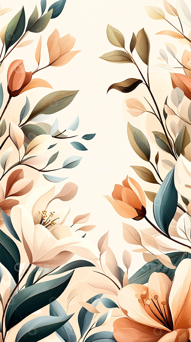 高清大图下载【趣麦麦图】秋日花卉背景图案