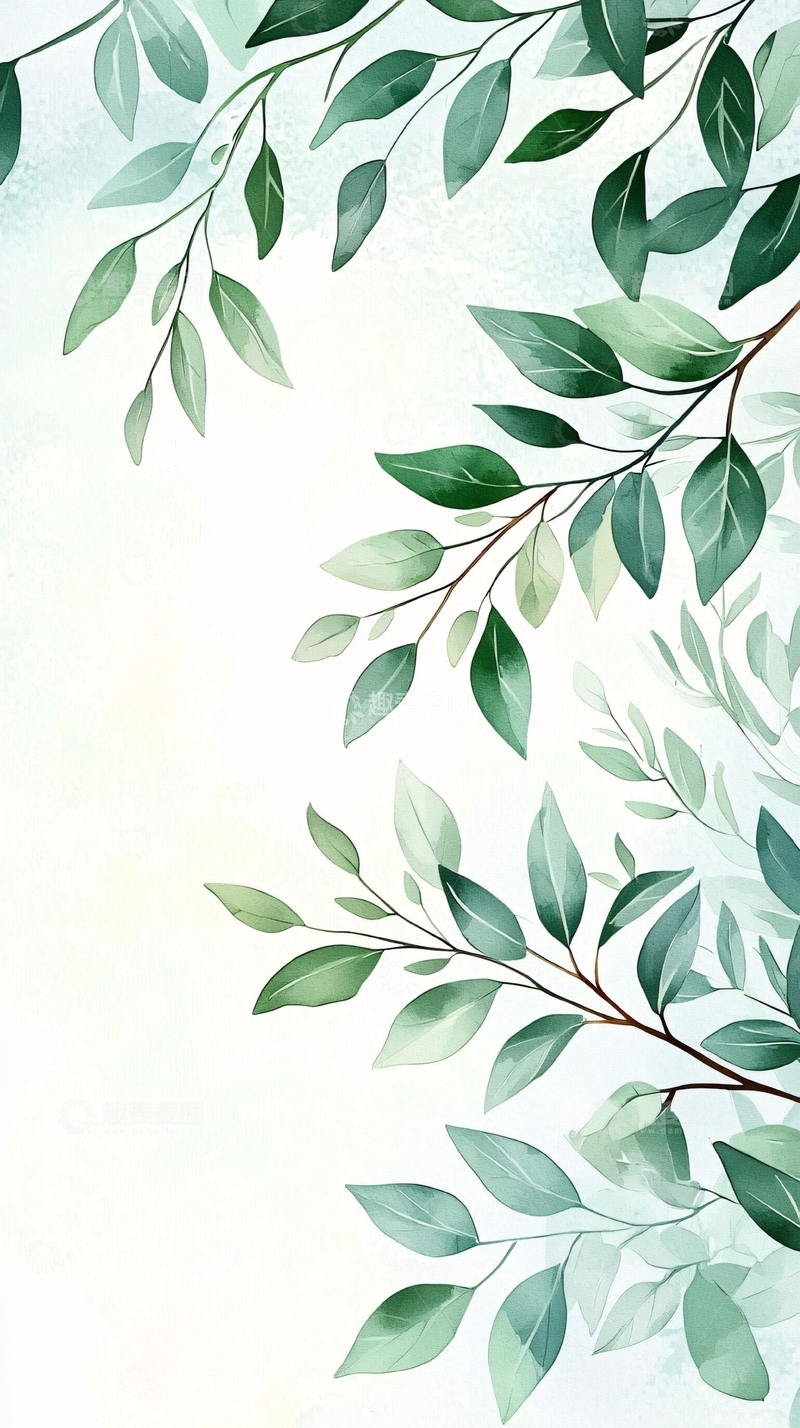 高清大图下载【趣麦麦图】清新绿叶树枝背景图