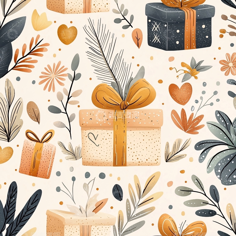 高清大图下载【趣麦麦图】节日礼物包装纸图案设计