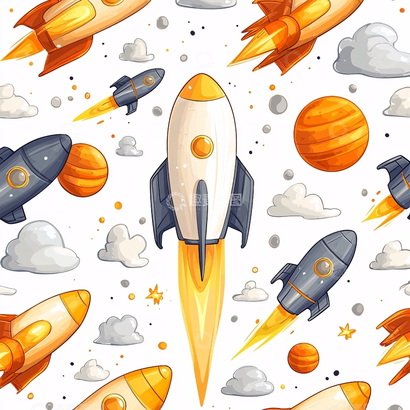 高清大图下载【趣麦麦图】火箭发射宇宙探索背景图