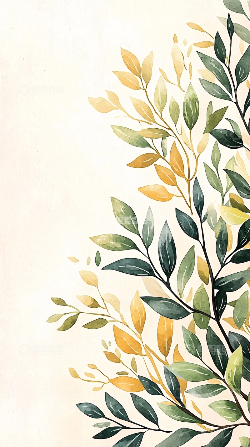 高清大图下载【趣麦麦图】秋日树枝树叶背景图