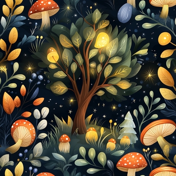 梦幻森林中的发光蘑菇