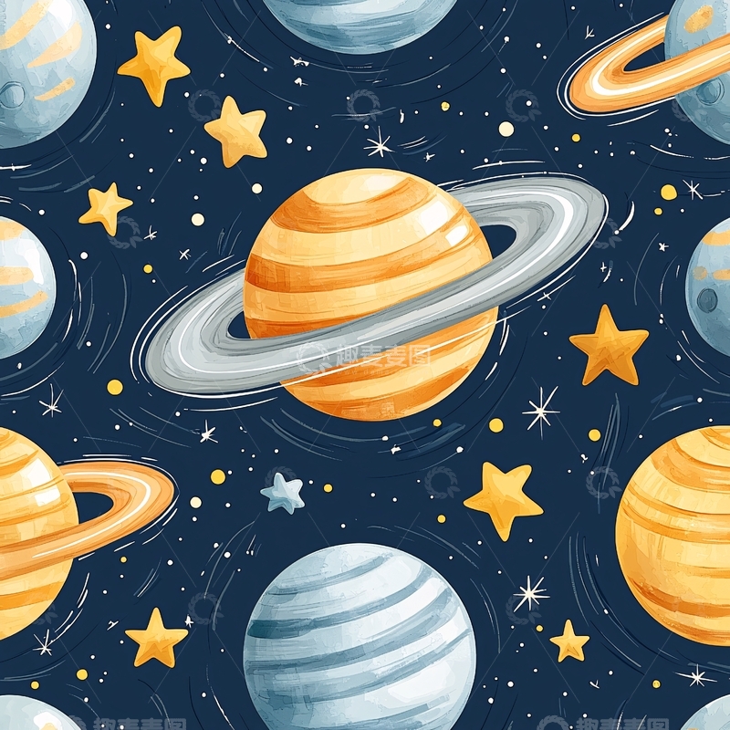 高清大图下载【趣麦麦图】宇宙星球与星星背景图