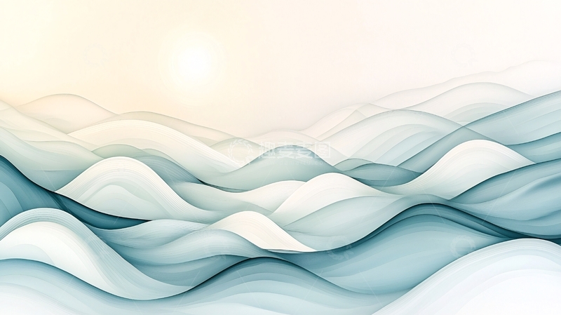 高清大图下载【趣麦麦图】抽象线条山脉日出背景