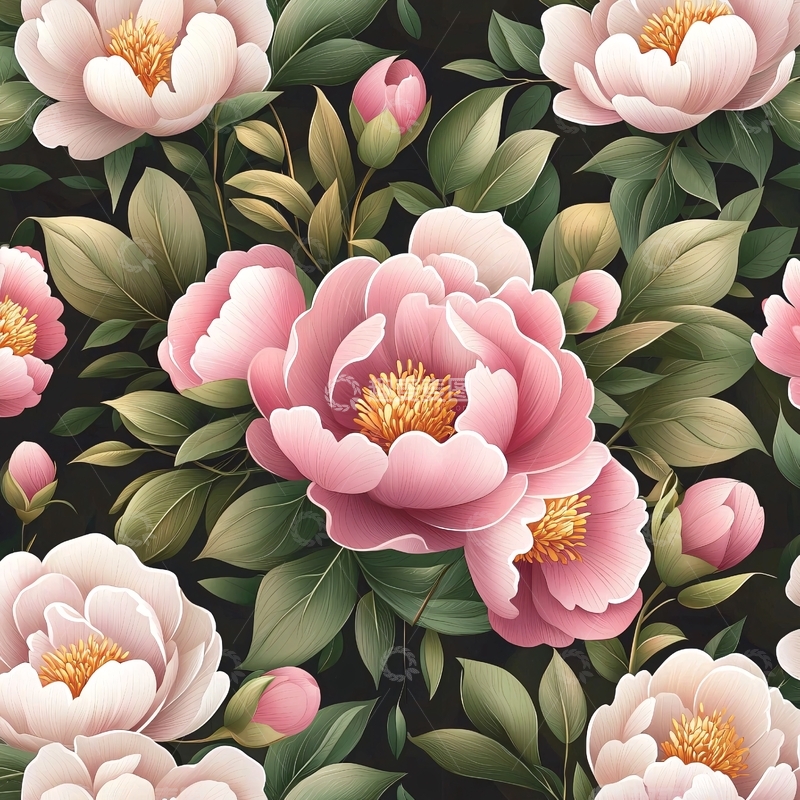 高清大图下载【趣麦麦图】粉色牡丹花背景图案