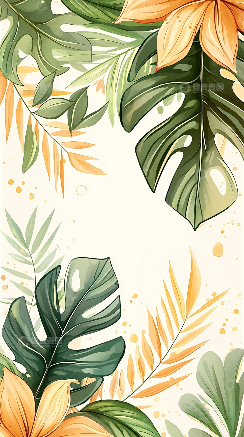 高清大图下载【趣麦麦图】热带植物叶子背景图
