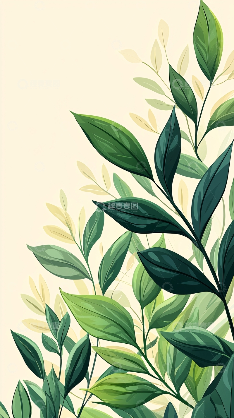 高清大图下载【趣麦麦图】绿色植物叶子背景图