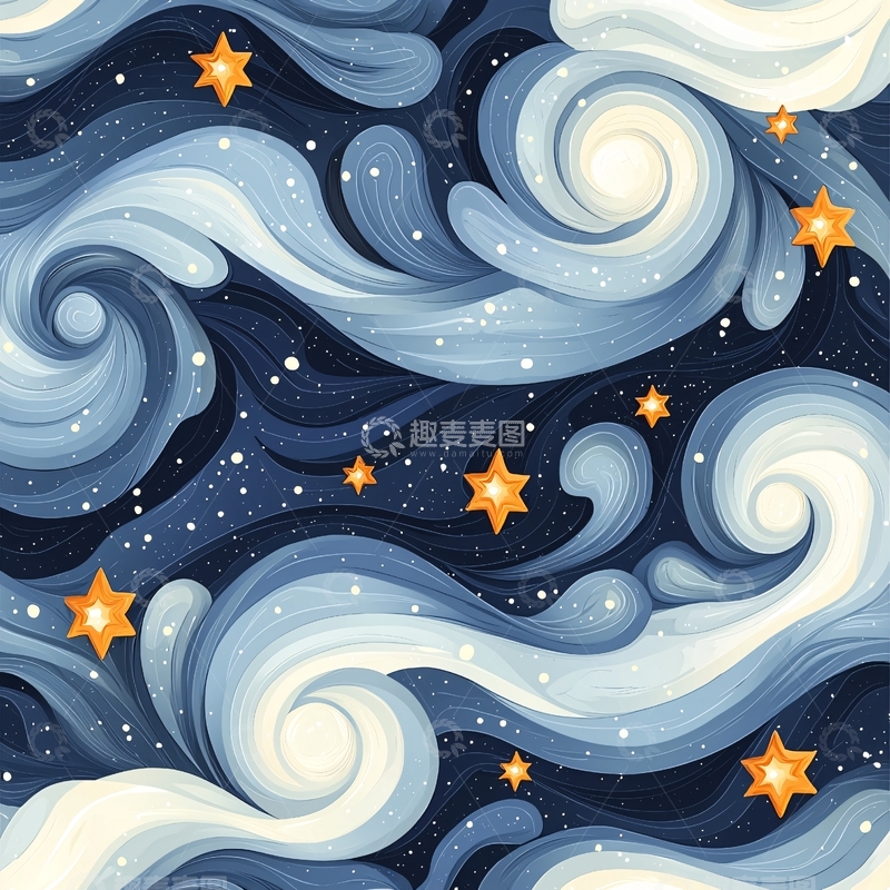 高清大图下载【趣麦麦图】夜空星星云彩背景图