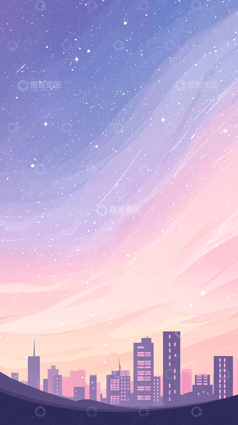 高清大图下载【趣麦麦图】梦幻星空城市剪影