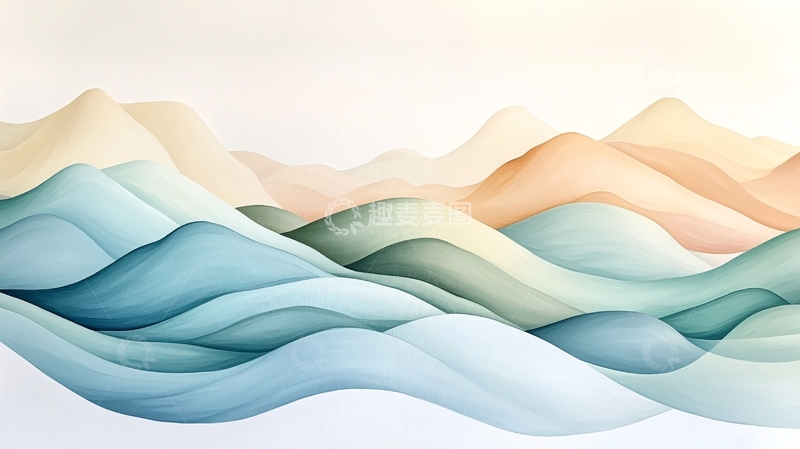 高清大图下载【趣麦麦图】抽象山脉风景插画素材