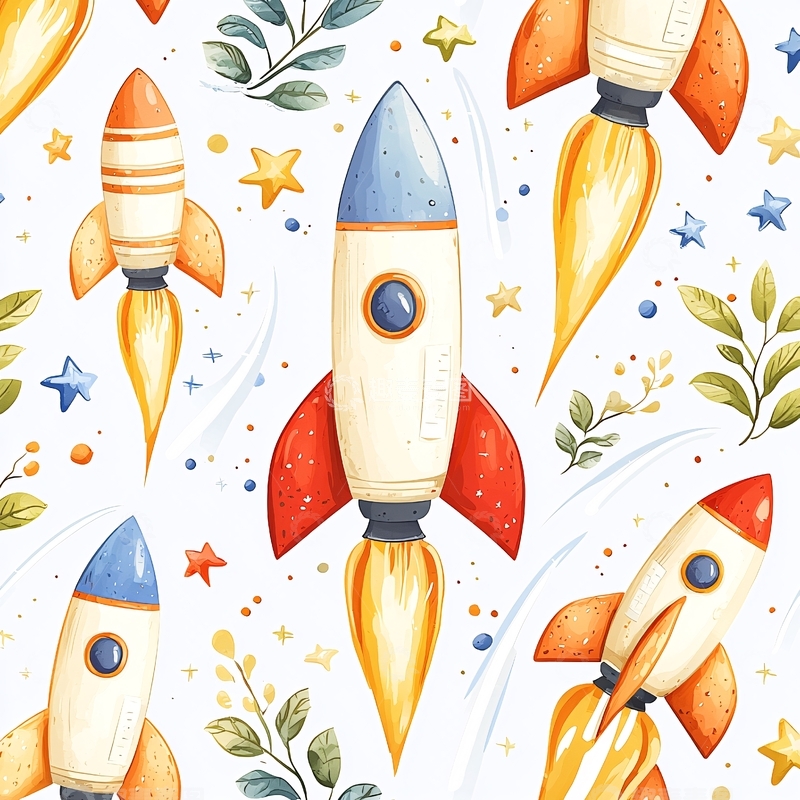 高清大图下载【趣麦麦图】火箭发射背景图案素材