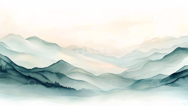 高清大图下载【趣麦麦图】水墨山水画背景素材