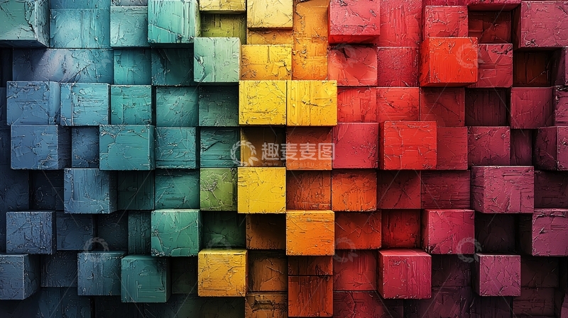 高清大图下载【趣麦麦图】彩色积木块背景墙