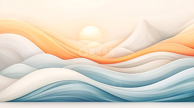 高清大图下载【趣麦麦图】抽象山海日出风景图