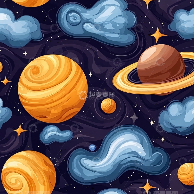 高清大图下载【趣麦麦图】宇宙星球与星云图案背景