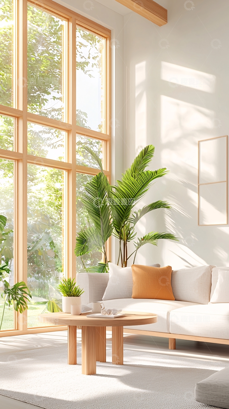 高清大图下载【趣麦麦图】现代简约客厅阳光植物装饰