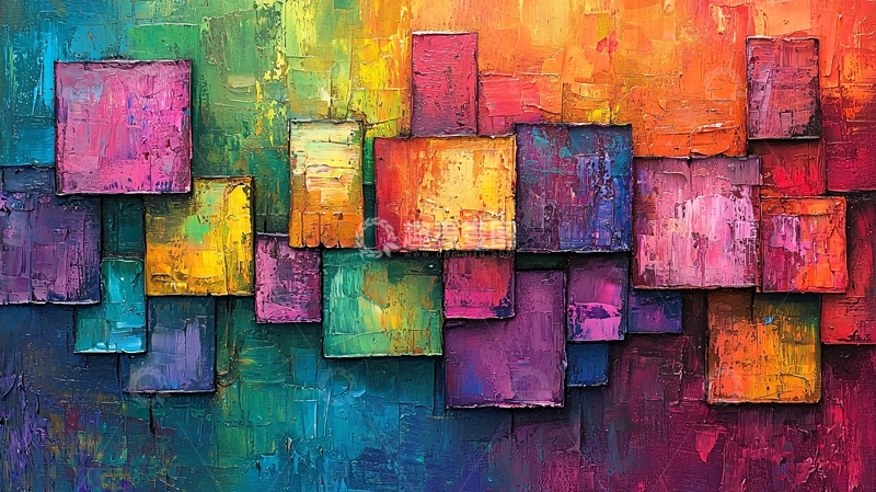 高清大图下载【趣麦麦图】色彩斑斓抽象方块背景