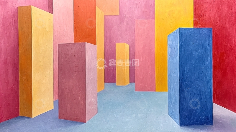 高清大图下载【趣麦麦图】色彩几何抽象空间背景