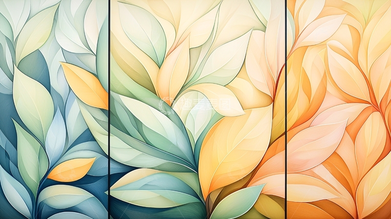 高清大图下载【趣麦麦图】抽象花卉艺术拼图背景