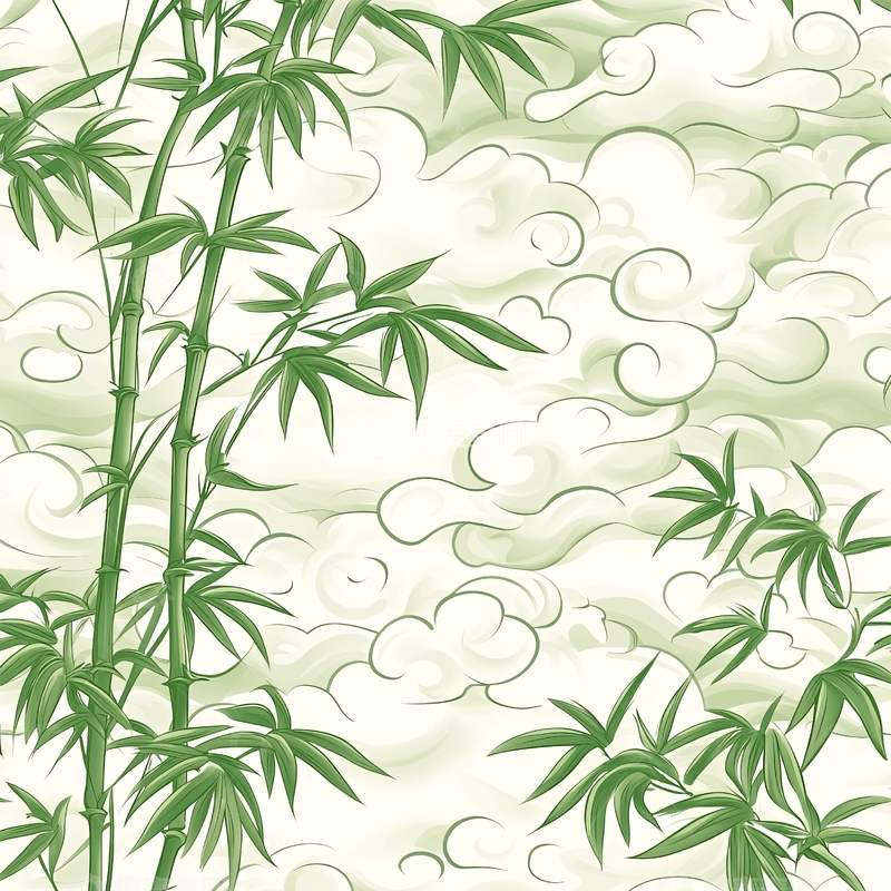 高清大图下载【趣麦麦图】竹林云雾背景图