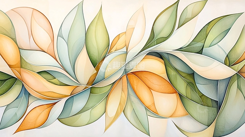 高清大图下载【趣麦麦图】抽象叶子图案背景素材