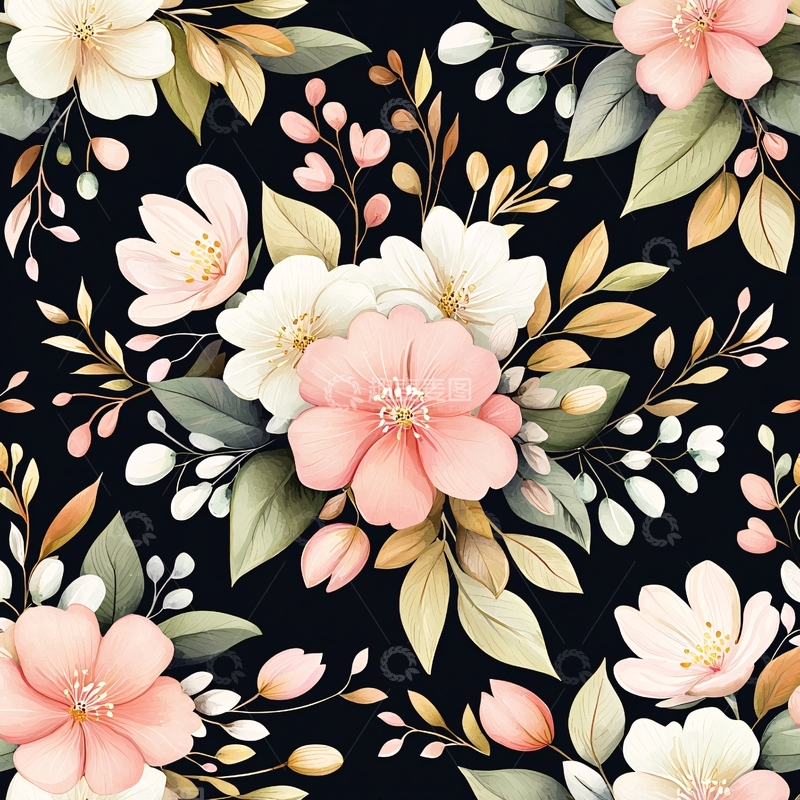 高清大图下载【趣麦麦图】梦幻花卉图案背景素材