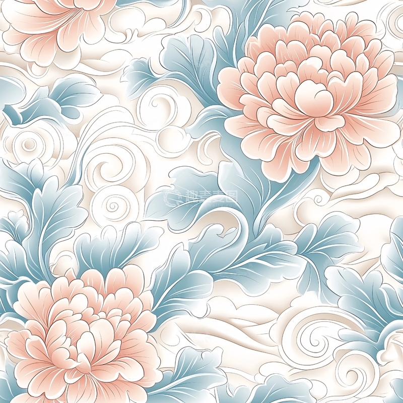 高清大图下载【趣麦麦图】古典花卉图案背景素材