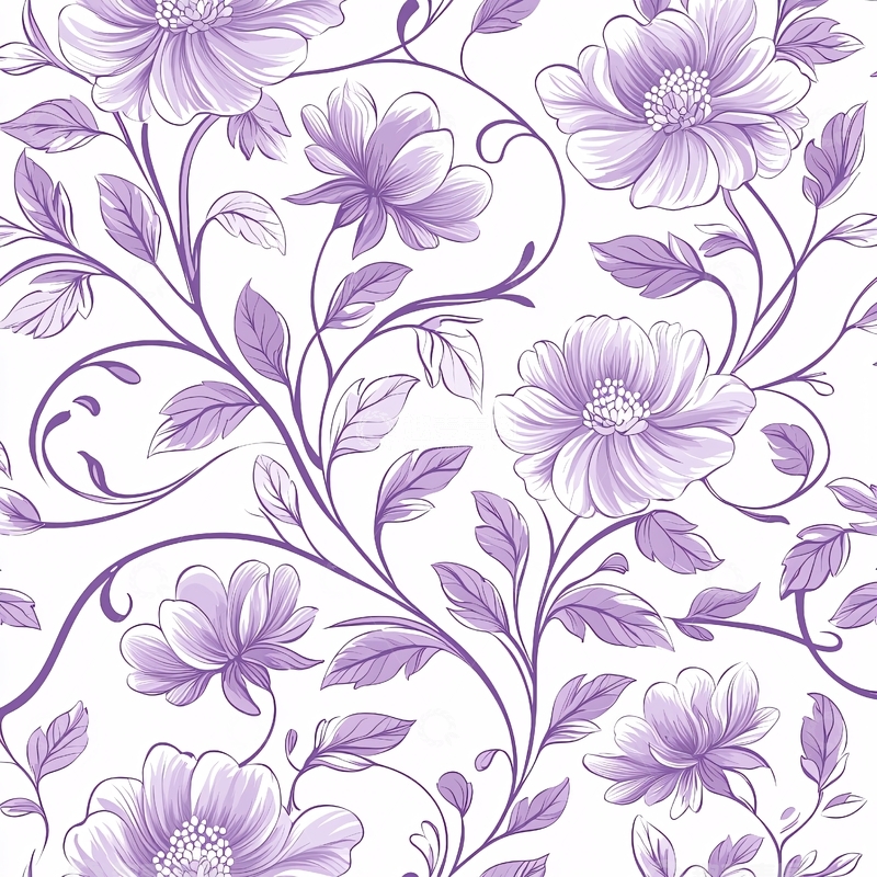 高清大图下载【趣麦麦图】紫色花卉图案背景素材