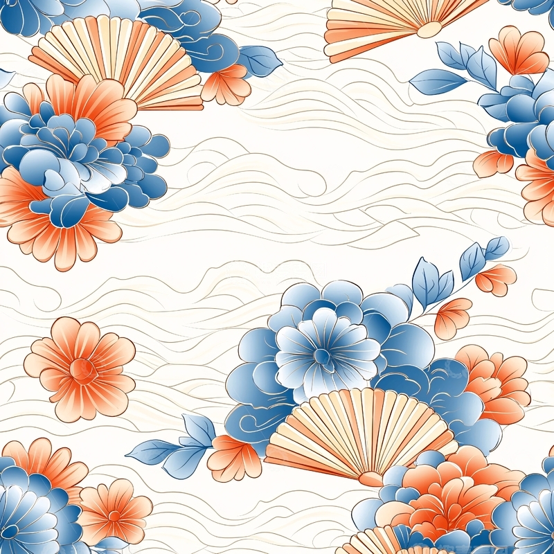 高清大图下载【趣麦麦图】海洋贝壳花卉图案背景