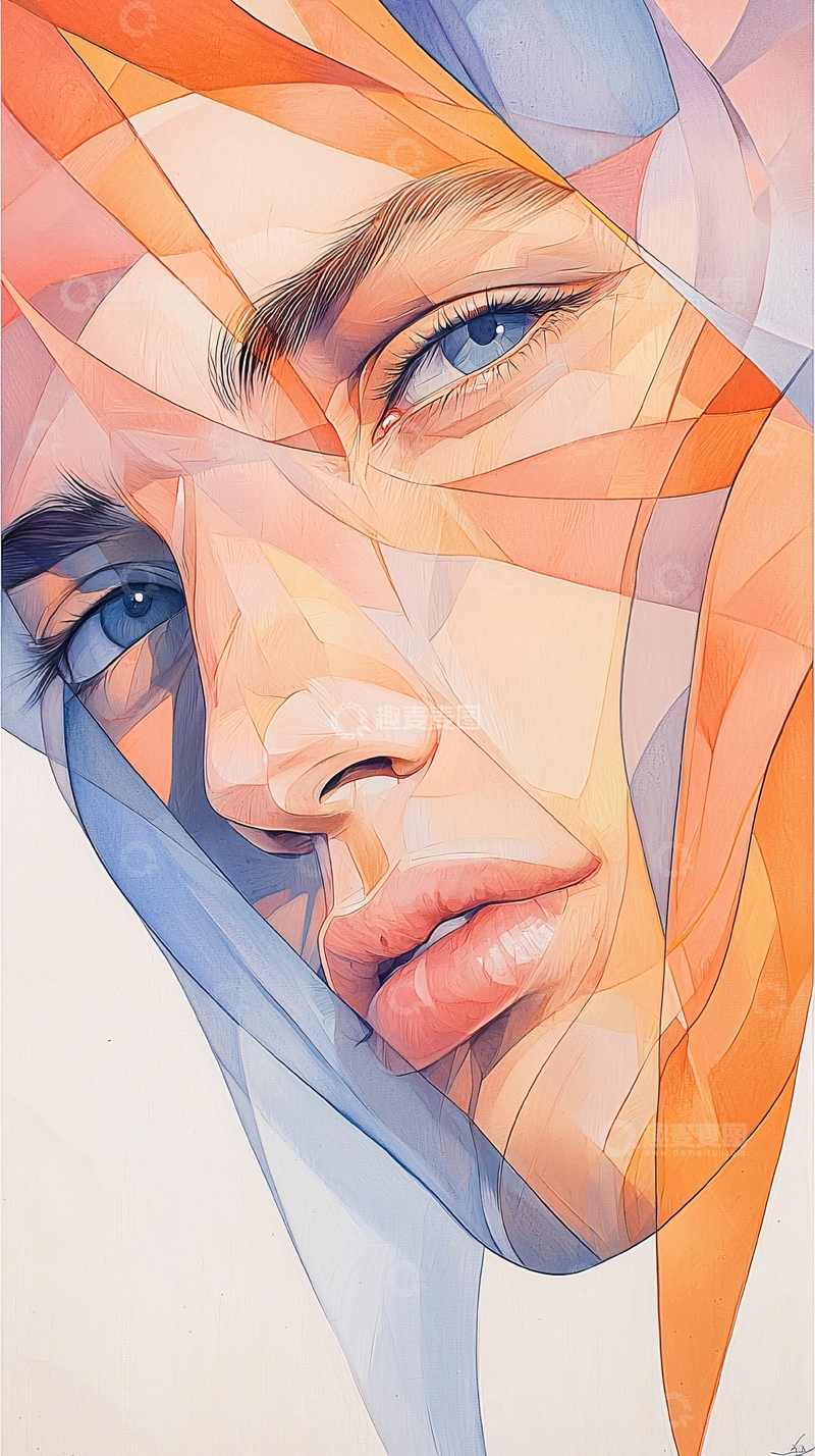高清大图下载【趣麦麦图】抽象几何人物肖像画