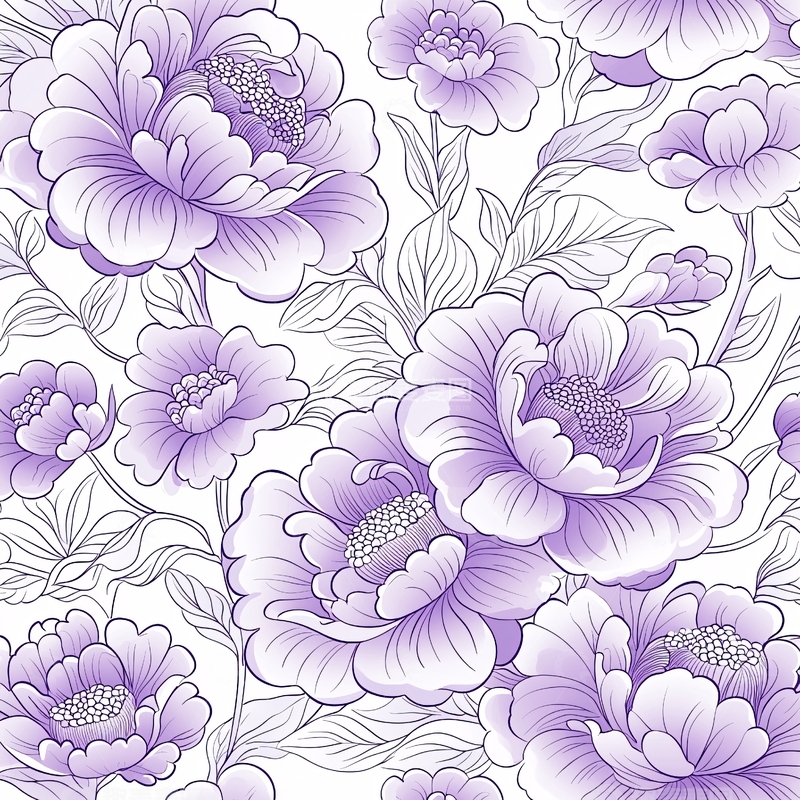 高清大图下载【趣麦麦图】紫色花卉无缝图案背景