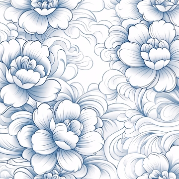 蓝色花卉无缝图案背景