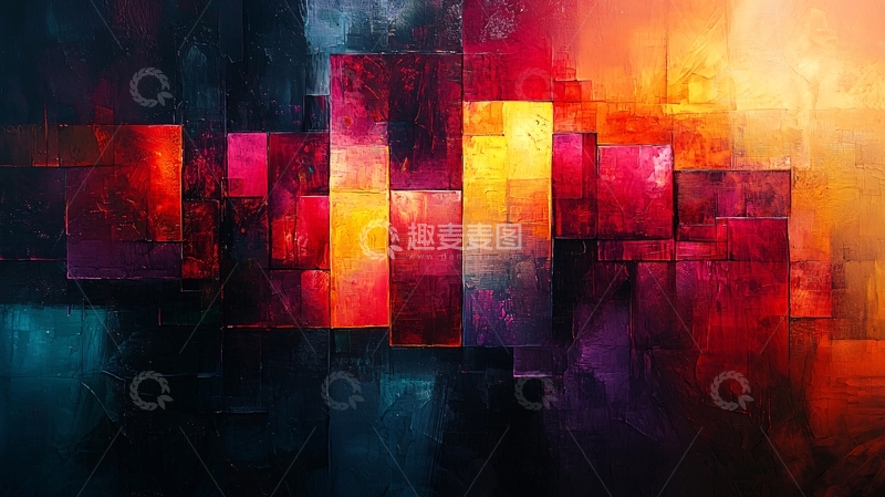 高清大图下载【趣麦麦图】抽象色彩块拼接艺术背景