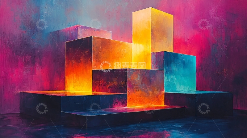 高清大图下载【趣麦麦图】色彩斑斓的几何立方体