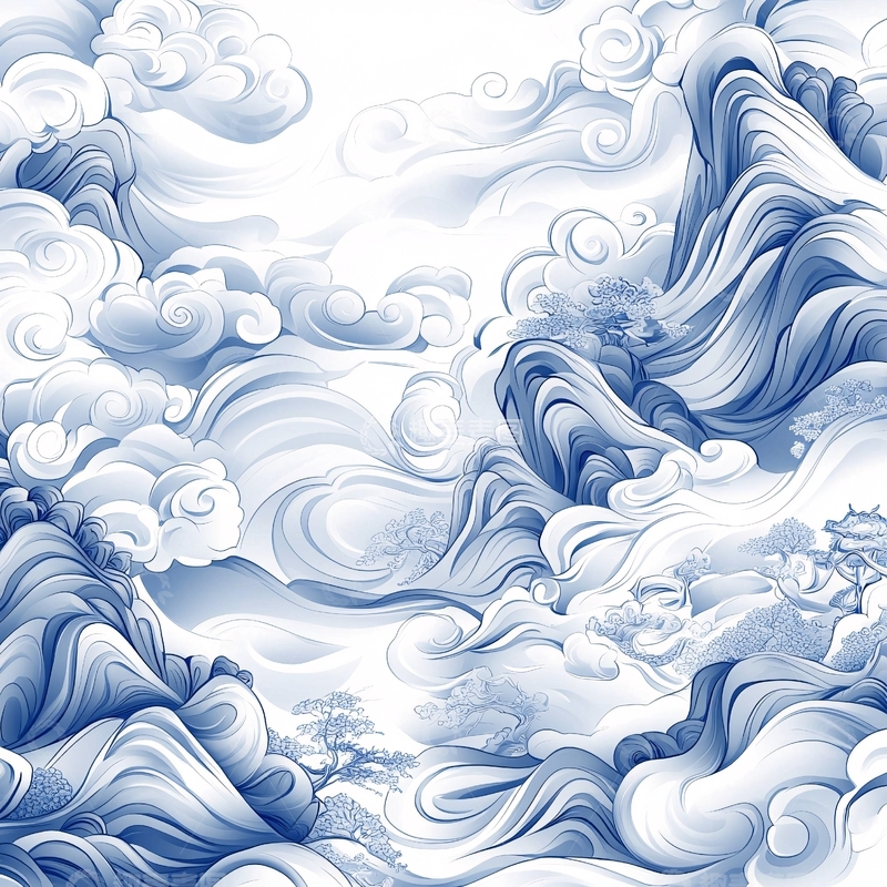 高清大图下载【趣麦麦图】云海山川传统水墨画