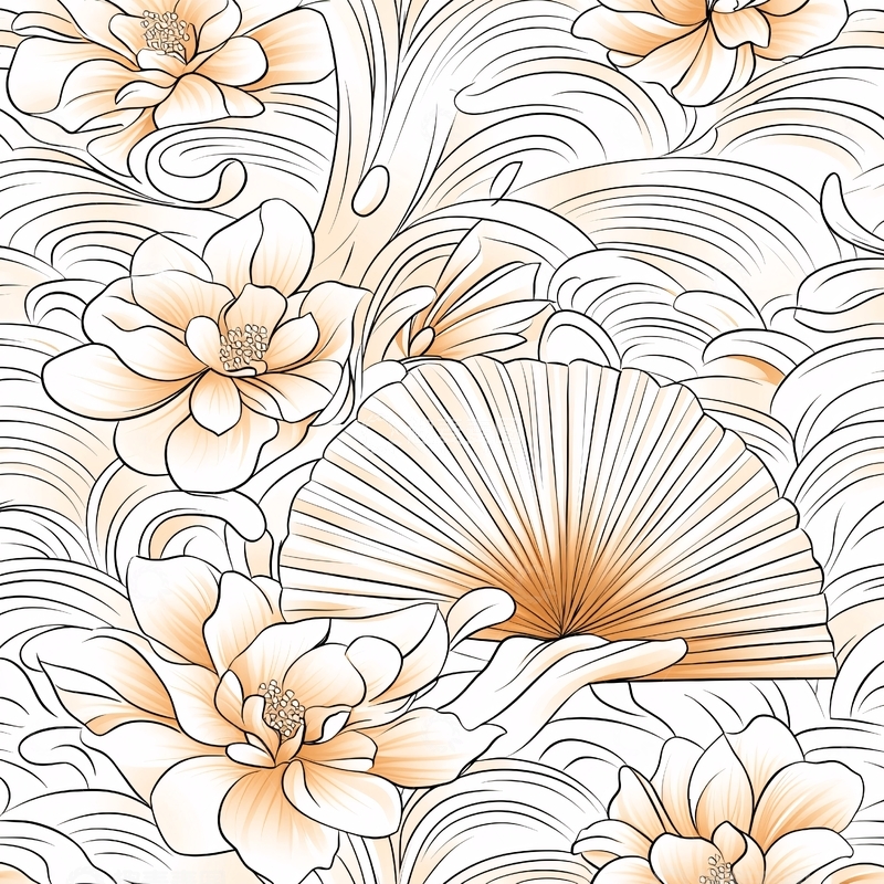 高清大图下载【趣麦麦图】扇贝与花朵的海洋图案