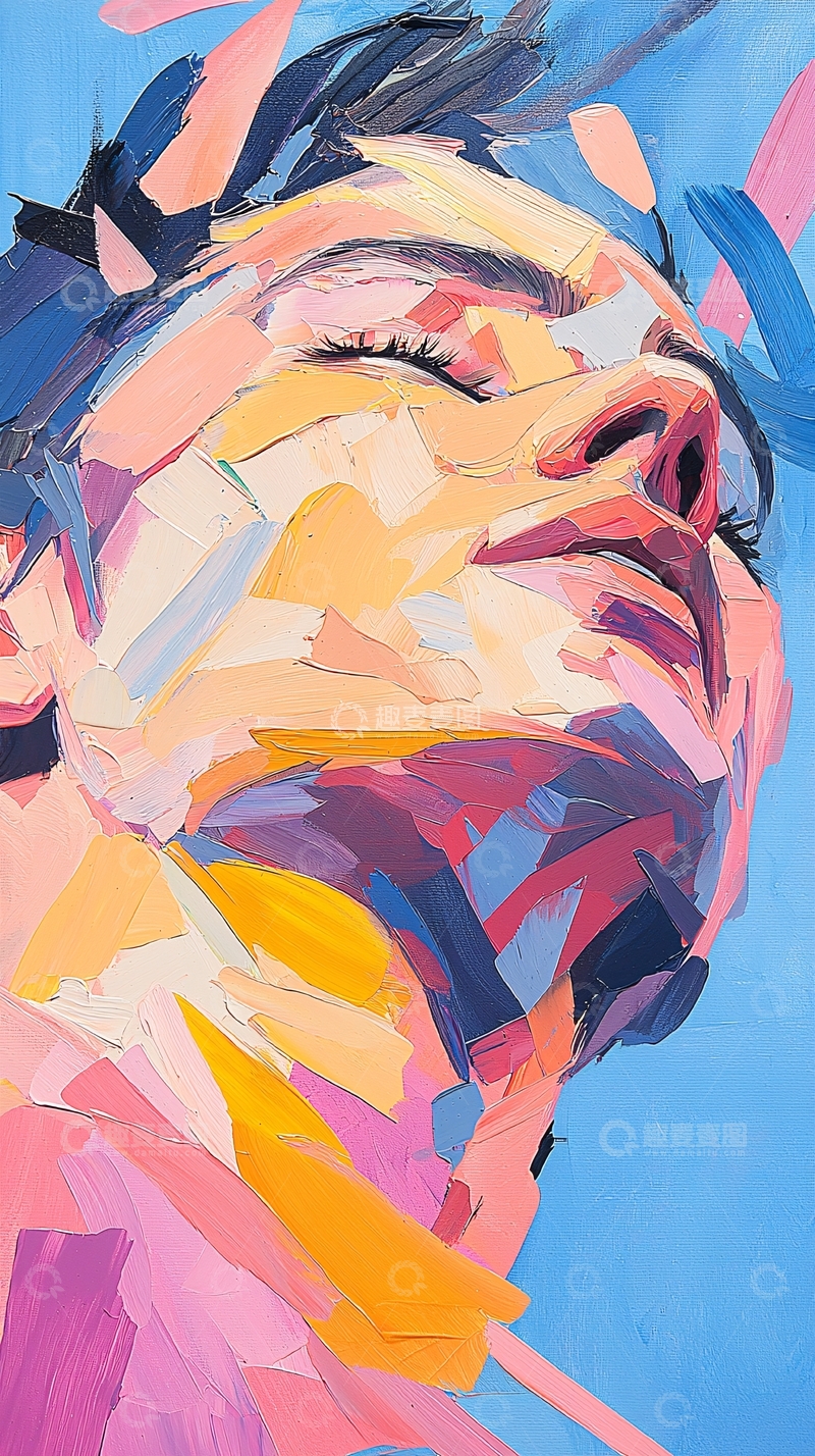 高清大图下载【趣麦麦图】抽象色彩人物肖像画